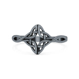 Classic Celtic Knot Twist New Fashion Oxidized Band Solid 925 Sterling Silver Thumb Ring (9.5mm)