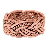 Braided Ring Oxidized Band Solid 925 Sterling Silver (9mm)