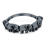 Elephants Ring Oxidized Band Solid 925 Sterling Silver Thumb Ring (5.5mm)