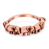 Elephants Ring Oxidized Band Solid 925 Sterling Silver Thumb Ring (5.5mm)