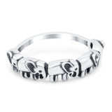 Elephants Ring Oxidized Band Solid 925 Sterling Silver Thumb Ring (5.5mm)