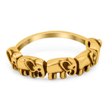 Elephants Ring Oxidized Band Solid 925 Sterling Silver Thumb Ring (5.5mm)