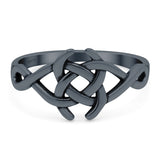 Celtic Ring Oxidized Band Solid 925 Sterling Silver Thumb Ring (10mm)