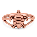 Turtle Ring Oxidized Band Solid 925 Sterling Silver Thumb Ring (11.5mm)
