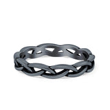 Infinity Band Oxidized Ring Solid Round 925 Sterling Silver