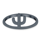 Cactus Ring Oxidized Band Solid 925 Sterling Silver Thumb Ring (10mm)