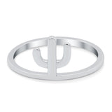 Cactus Ring Oxidized Band Solid 925 Sterling Silver Thumb Ring (10mm)