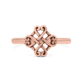 Infinity Adorned Hearts Filigree Knot Unique Design Oxidized Band Solid 925 Sterling Silver Thumb Ring Swirl (9mm)