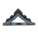V Shaped Ring Oxidized Band Solid 925 Sterling Silver Thumb Ring (8mm)