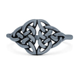 Triquetra Dainty Celtic Double Knot Weave Braided Oxidized Band Thumb Ring (10mm)