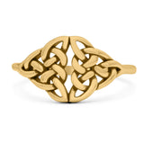 Triquetra Dainty Celtic Double Knot Weave Braided Oxidized Band Thumb Ring (10mm)