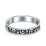 Moons and Stars Oxidized Ring Solid 925 Sterling Silver