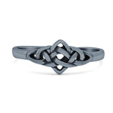 Classic Triquetra Endless Celtic Knot Modern Design Oxidized Band Thumb Ring (7mm)