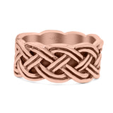 Twisted Braided Full Eternity Ring Oxidized Band Solid 925 Sterling Silver Thumb Ring (10mm)