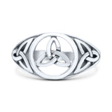 Vintage Celtic Trinity Triquetra Knot Attractive Design Oxidized Fashion Band Solid 925 Sterling Silver Thumb Ring (10mm)