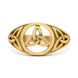 Vintage Celtic Trinity Triquetra Knot Attractive Design Oxidized Fashion Band Solid 925 Sterling Silver Thumb Ring (10mm)