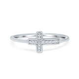 Textured Sideways Cross Band Petite Dainty Thumb Plain Ring 925 Sterling Silver