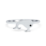 Whale Plain Ring Band 925 Sterling Silver