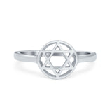 Jewish Star Plain Ring Band 925 Sterling Silver