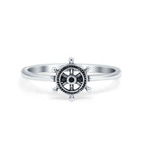 Fashion Thumb Plain Ring Helm Band Oxidized 925 Sterling Silver