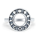 O Open Moon Phases Plain Ring Band Oxidized 925 Sterling Silver