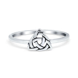 Petite Dainty Triquetra Celtic Plain Ring Band 925 Sterling Silver