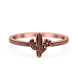 Cactus Ring Oxidized Band Solid 925 Sterling Silver Thumb Ring (10mm)