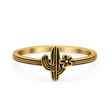 Cactus Ring Oxidized Band Solid 925 Sterling Silver Thumb Ring (10mm)