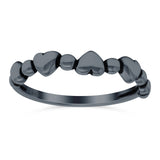 Dots and Hearts Band Oxidized Ring Solid 925 Sterling Silver Thumb Ring (3.5mm)