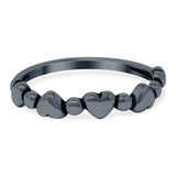 Dots and Hearts Band Oxidized Ring Solid 925 Sterling Silver Thumb Ring (3.5mm)