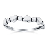 Dots and Hearts Band Oxidized Ring Solid 925 Sterling Silver Thumb Ring (3.5mm)