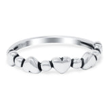 Dots and Hearts Band Oxidized Ring Solid 925 Sterling Silver Thumb Ring (3.5mm)
