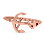 Anchor Ring Oxidized Band Solid 925 Sterling Silver (10mm)