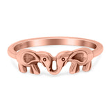 Elephants Band Oxidized Ring Solid 925 Sterling Silver Thumb Ring (5mm)