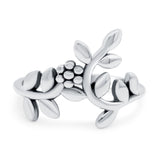 Leaves & Vines Band Oxidized Ring Solid 925 Sterling Silver Thumb Ring (14mm)