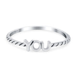 You Band Oxidized Ring Solid 925 Sterling Silver Thumb Ring (3.5mm)