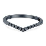 V Dot Band Oxidized Ring Solid 925 Sterling Silver Thumb Ring (7mm)