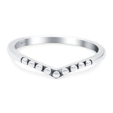 V Dot Band Oxidized Ring Solid 925 Sterling Silver Thumb Ring (7mm)