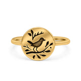 Songbird Start Band Oxidized Ring Solid 925 Sterling Silver (10mm)