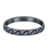 Wave Band Oxidized Ring Solid 925 Sterling Silver (3mm)