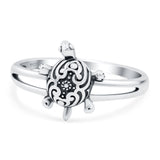 Turtle Band Oxidized Ring Solid 925 Sterling Silver Thumb Ring (12mm)