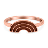 Rainbow Band Oxidized Ring Solid 925 Sterling Silver Thumb Ring (6mm)