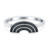 Rainbow Band Oxidized Ring Solid 925 Sterling Silver Thumb Ring (6mm)