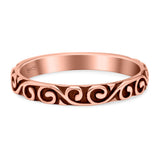 Swirls Ring Oxidized Band Solid 925 Sterling Silver Thumb Ring (4mm)