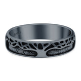 Growing Tree Ring Oxidized Band Solid 925 Sterling Silver Thumb Ring (5mm)