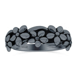 Daisies Ring Oxidized Band Solid 925 Sterling Silver Thumb Ring (7mm)