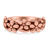 Daisies Ring Oxidized Band Solid 925 Sterling Silver Thumb Ring (7mm)