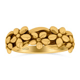 Daisies Ring Oxidized Band Solid 925 Sterling Silver Thumb Ring (7mm)