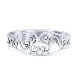 Classic Filigree Heart Artisan Trend Bali Oxidized Ring Band Solid 925 Sterling Silver Thumb Ring (7mm)