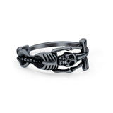 Skeleton Oxidized Band Solid 925 Sterling Silver Thumb Ring (9mm)